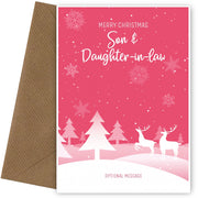 Pink Christmas Card for Son & Daughter-in-law - Special Winter Scene Card