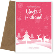 Pink Christmas Card for Uncle & Husband - Special Winter Scene Card
