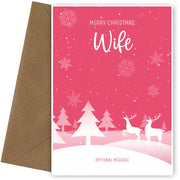 Pink Christmas Card for Wife - Special Winter Scene Card