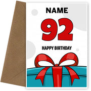 Happy 92nd Birthday Card - Bold Gift / Present Design