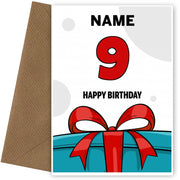 Happy 9th Birthday Card - Bold Gift / Present Design