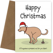Present from the Dog Christmas Card for Her Him - Dog Mum or Dad