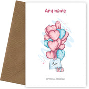 Personalised Girls Birthday Cards - Pretty Balloon and Gift Set