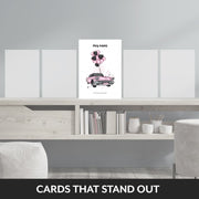 Birthdays Cards for Women - Pretty Car with Heart Balloons