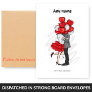 Engagement Cards for Couples - Pretty Couple with Red Balloons