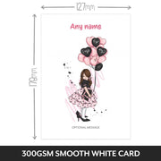 Girls Birthdays Cards - Pretty Young Girl in Big Shoes with Balloons