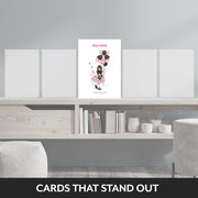 Girls Birthdays Cards - Pretty Young Girl in Big Shoes with Balloons