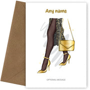 Pretty Gold Handbag - Personalised Birthday Cards for Women