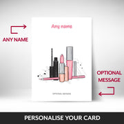 Girls Birthdays Cards - Pretty Pink Cosmetics Set