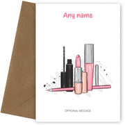 Pretty Pink Cosmetics Set - Personalised Girls Birthday Cards