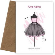 Pretty Pink Dress - Personalised Girls Birthday Cards