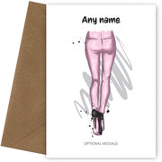 Pretty Pink Legging - Personalised Girls Birthday Cards