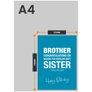 The size of this brother birthday card from sister is 7 x 5" when folded