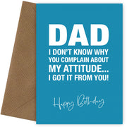 Funny Dad Birthday Card from Daughter or Son - Attitude