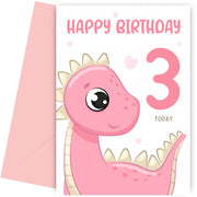 3rd Birthday Card Girl 3 Year Old Birthday Card