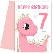 7th Birthday Card Girl 7 Year Old Birthday Card