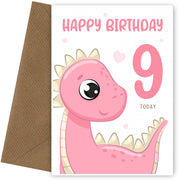 9th Birthday Card Girl 9 Year Old Birthday Card