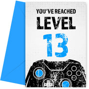 Gamer 13th Birthday Card Boy - Level 13 - Son Grandson Nephew