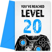 Gamer 20th Birthday Card Boy - Level 20 - Son Grandson Nephew