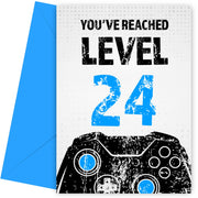 Gamer 24th Birthday Card Boy - Level 24 - Son Grandson Nephew