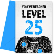 Gamer 25th Birthday Card Boy - Level 25 - Son Grandson Nephew