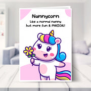 nanny birthday cards shown in a living room