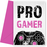Pro Gamer Birthday Card for Girls of All Ages - XB Pink