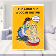 labrador mothers day card shown in a living room