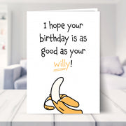 husband birthday card from wife shown in a living room