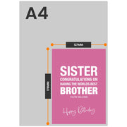 The size of this sister birthday card from brother is 7 x 5" when folded