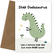 Step Dad Birthday Cards from Step Son or Daughter - Step Dadasaurus Card