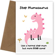 Step Mum Birthday Cards from Son or Daughter - Step Mumasaurus Card