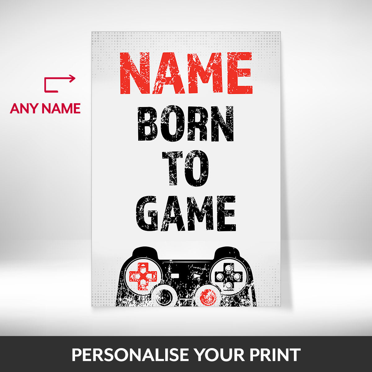 What can be personalised on this gaming posters