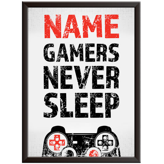 Gamers Never Sleep - Gaming Print - PS Red