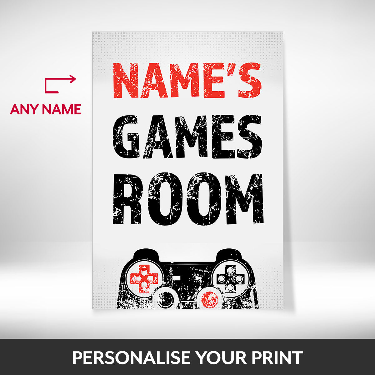 What can be personalised on this gaming posters