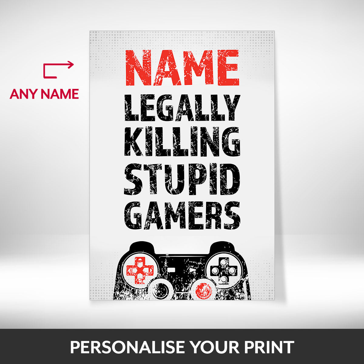 What can be personalised on this gaming posters