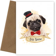 Personalised Cute Boy Pug Card