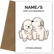 Puppies 15th Wedding Anniversary Card for Couples