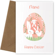 Personalised Easter Cards for Girls, Granddaughter or Daughter - Rabbits in Egg