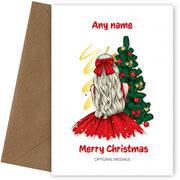 Personalised Girls Christmas Cards - Blonde in Red Dress