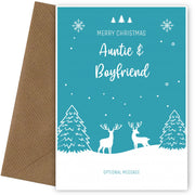 Auntie and Boyfriend Christmas Card - Reindeer Scene