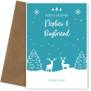 Nephew and Boyfriend Christmas Card - Reindeer Scene