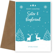 Sister and Boyfriend Christmas Card - Reindeer Scene