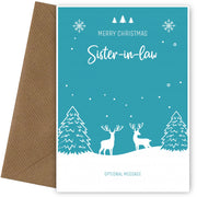 Sister-in-law Christmas Card - Reindeer Scene