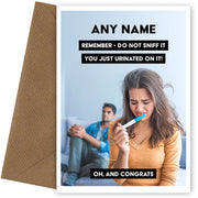 Personalised Funny Maternity Card - Don't Sniff the Pregnancy Test