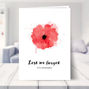 remembrance card shown in a living room