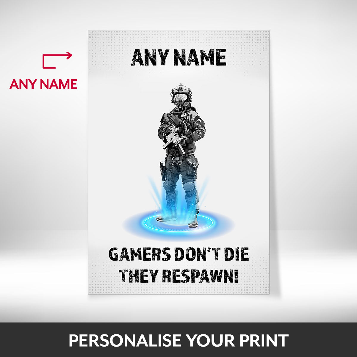 What can be personalised on this gaming posters