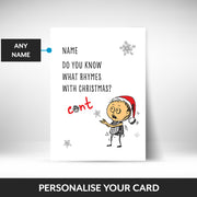 What can be personalised on this adult humour christmas cards
