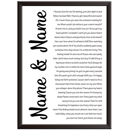 Personalised Song Lyrics Print