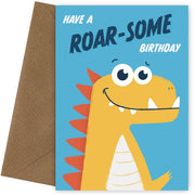 Fun Dinosaur Birthday Card for Boys - 1st 2nd 3rd 4th 5th 6th 7th Bday Cards